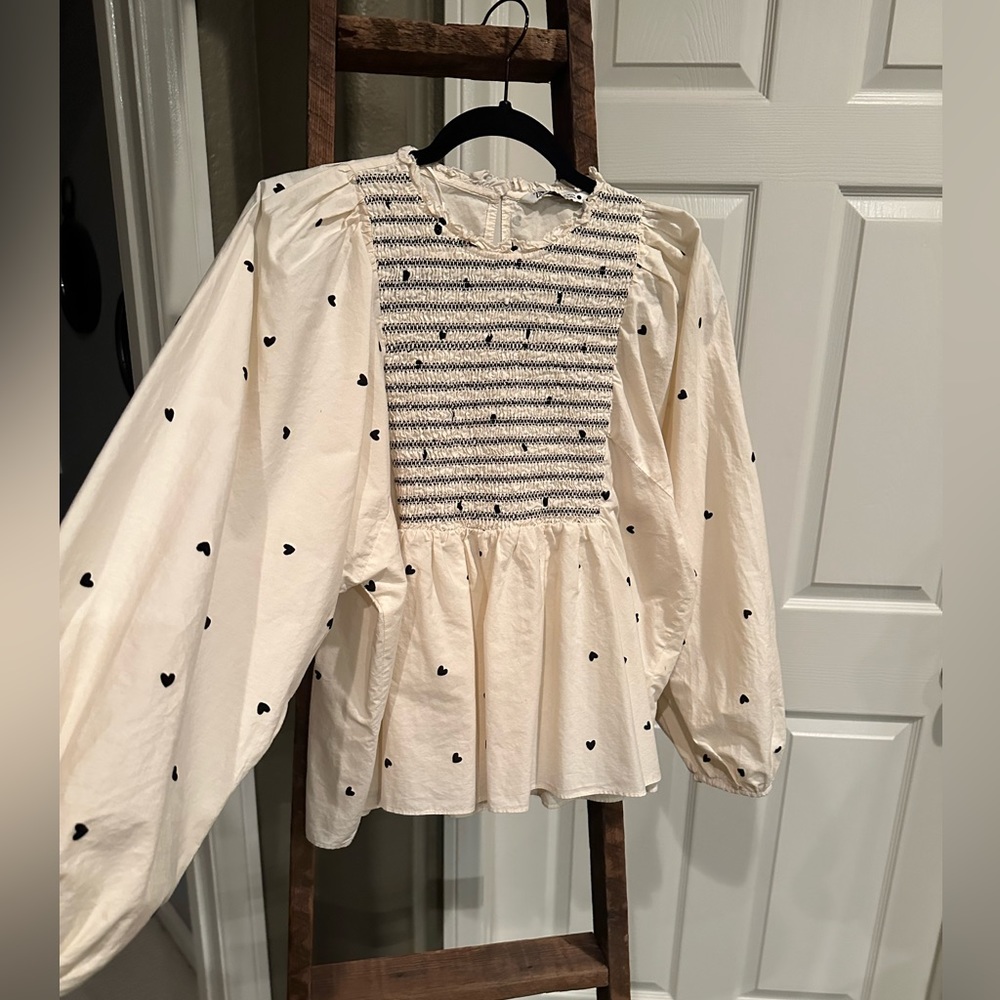 Zara cotton babydoll style top, size large